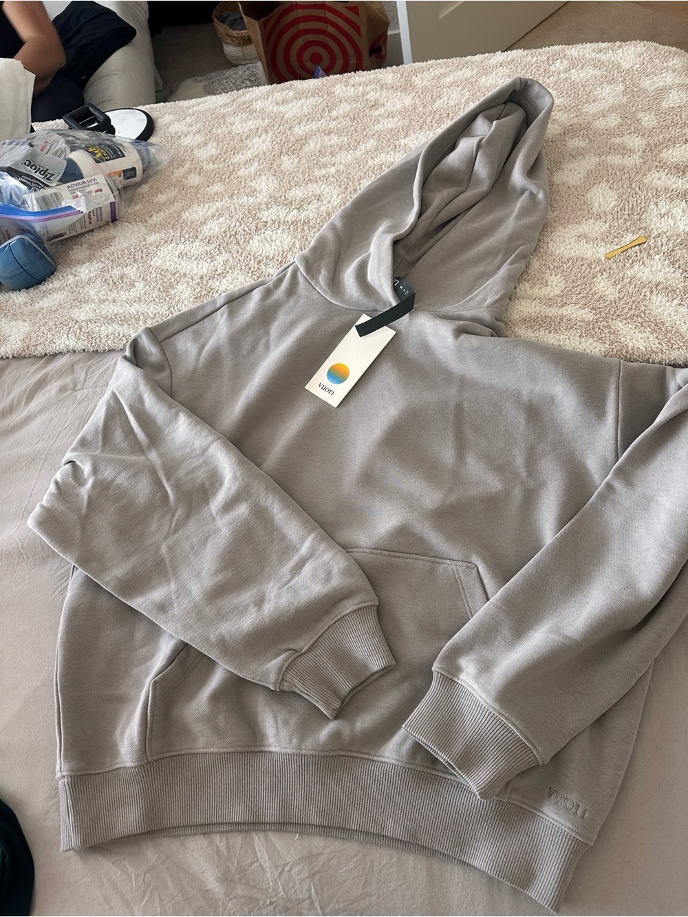 Vuori Taupe Gray Hooded Sweatshirt